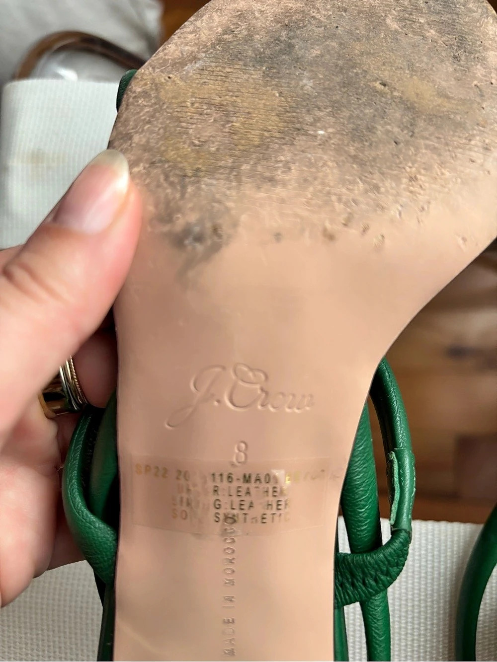 J.Crew Green Block Heel Sandals US 8 - Picture 3 of 6